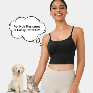 Pet Hair Resistant Workout Cropped Cami/ Longline Sports Bea